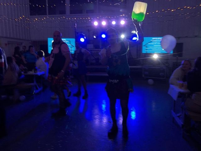 Party night on the dance floor under coloured lights