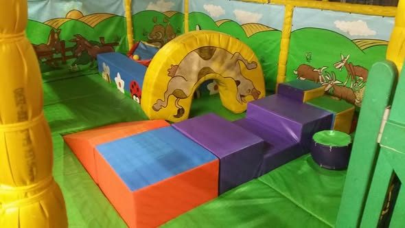 Soft play shapes and ramps in the toddler area