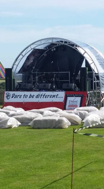Outdoor festival stage on the field