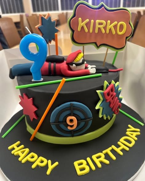 A Laser Blast themed birthday cake