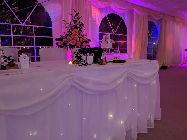 Top table with a starlit skirt and flowers
